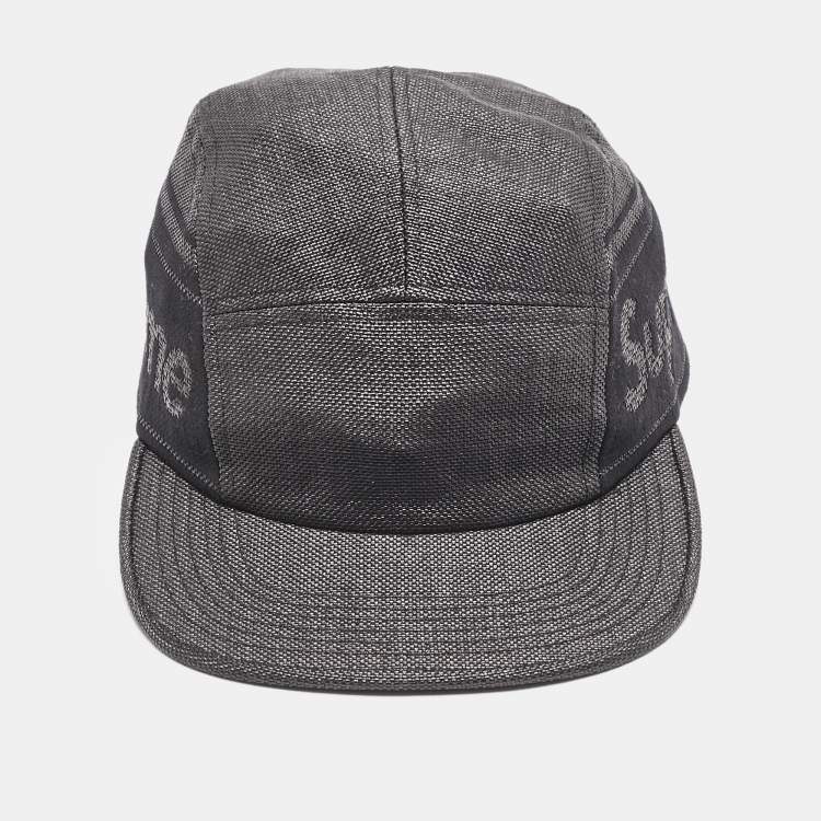 Pre Owned Supreme Black Logo Detail Canvas Cap