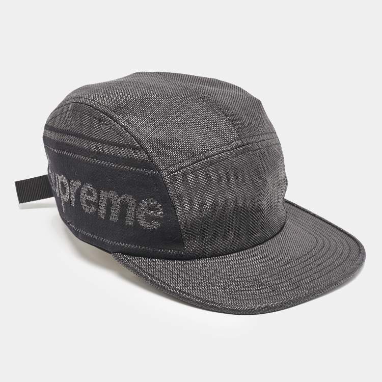 Pre Owned Supreme Black Logo Detail Canvas Cap