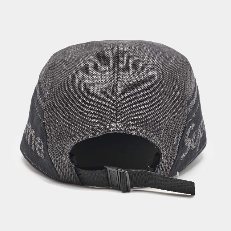 Pre Owned Supreme Black Logo Detail Canvas Cap