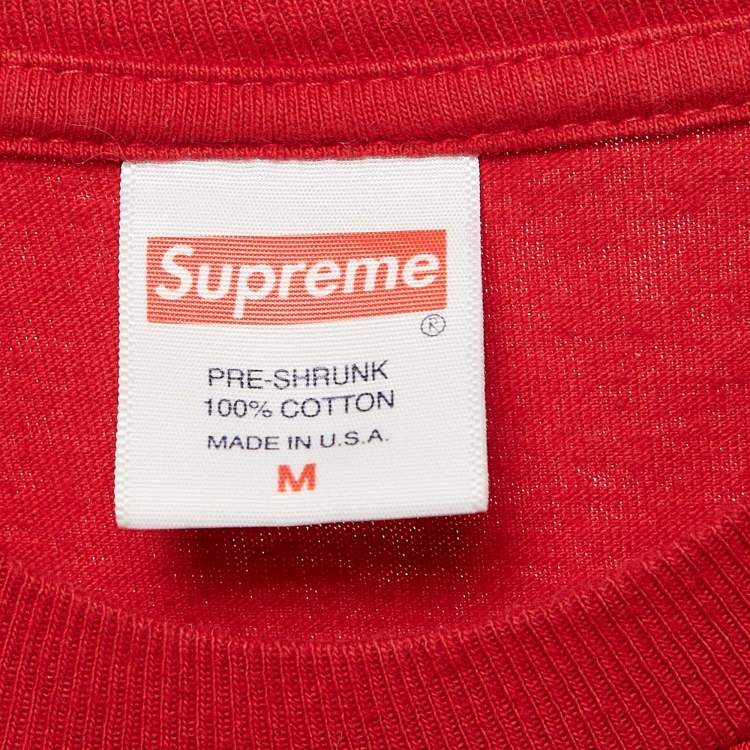 Pre Owned Supreme Red Printed Cotton Crew Neck T-Shirt M