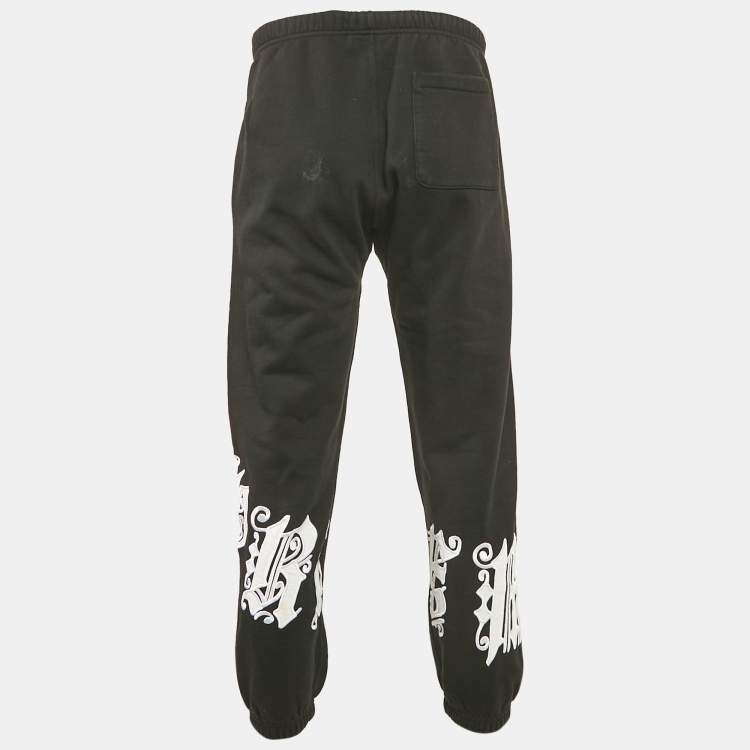 Pre Owned Supreme Black Cotton Knit Logo Applique Detail Joggers S