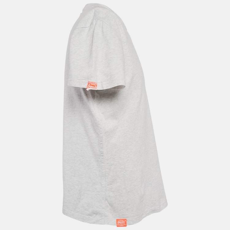 Pre Owned Supreme Orange Label Vintage Light Grey/White Crew Neck T-Shirt L