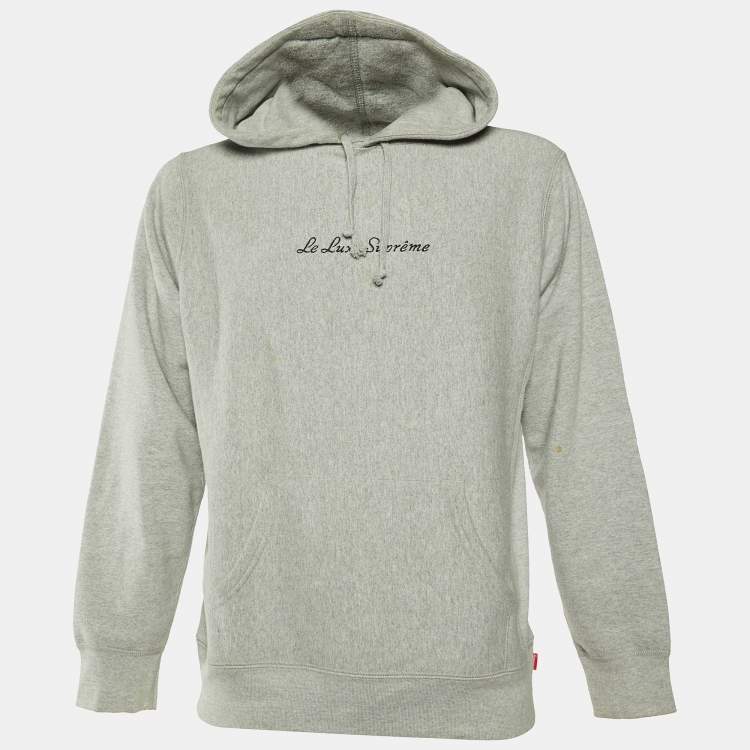 Pre Owned Supreme Grey Le Luxe Supreme Cotton Hooded Sweatshirt M