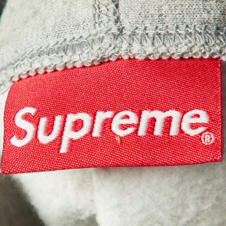 Pre Owned Supreme Grey Le Luxe Supreme Cotton Hooded Sweatshirt M