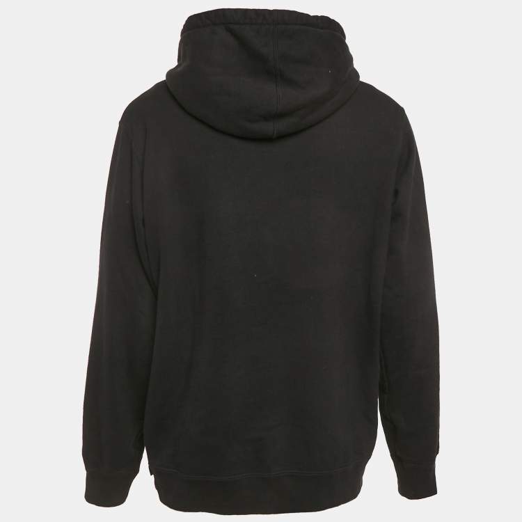 Pre Owned Supreme Black Cotton Logo Detail Hooded Sweatshirt S
