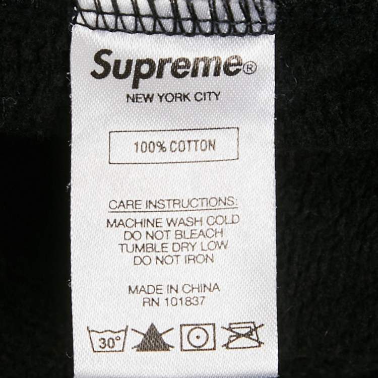 Pre Owned Supreme Black Cotton Logo Detail Hooded Sweatshirt S