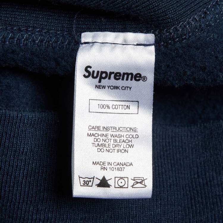 Pre Owned Supreme Dark Blue Le Luxe Supreme Cotton Hoodie M 