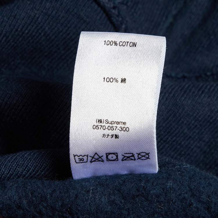 Pre Owned Supreme Dark Blue Le Luxe Supreme Cotton Hoodie M 