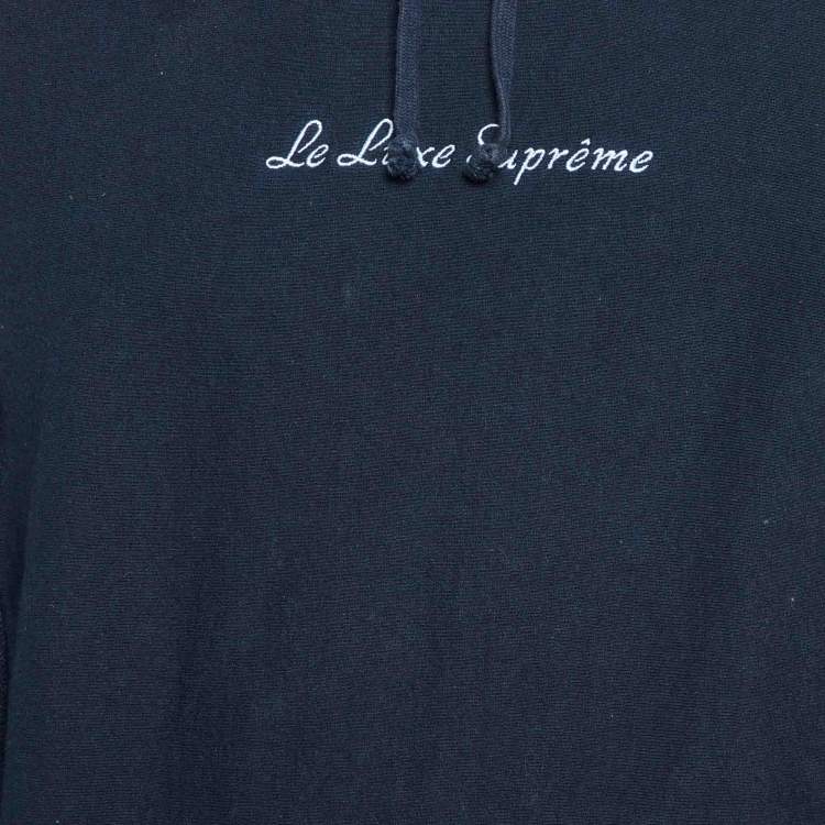 Pre Owned Supreme Dark Blue Le Luxe Supreme Cotton Hoodie M 