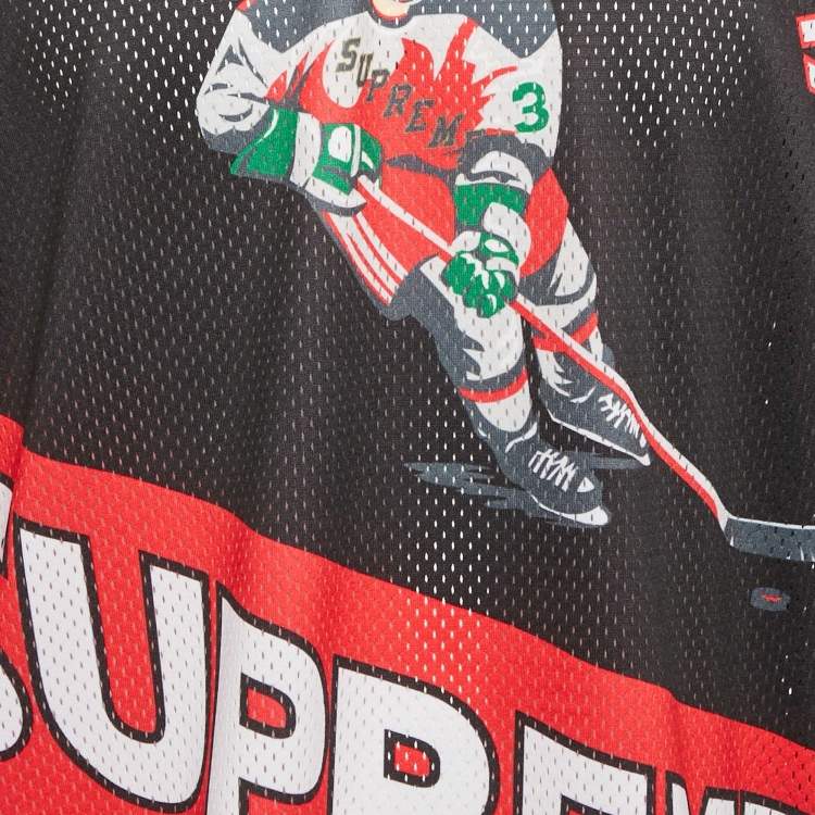 Pre Owned Supreme Crossover Hockey Printed Mesh Jersey T-Shirt M