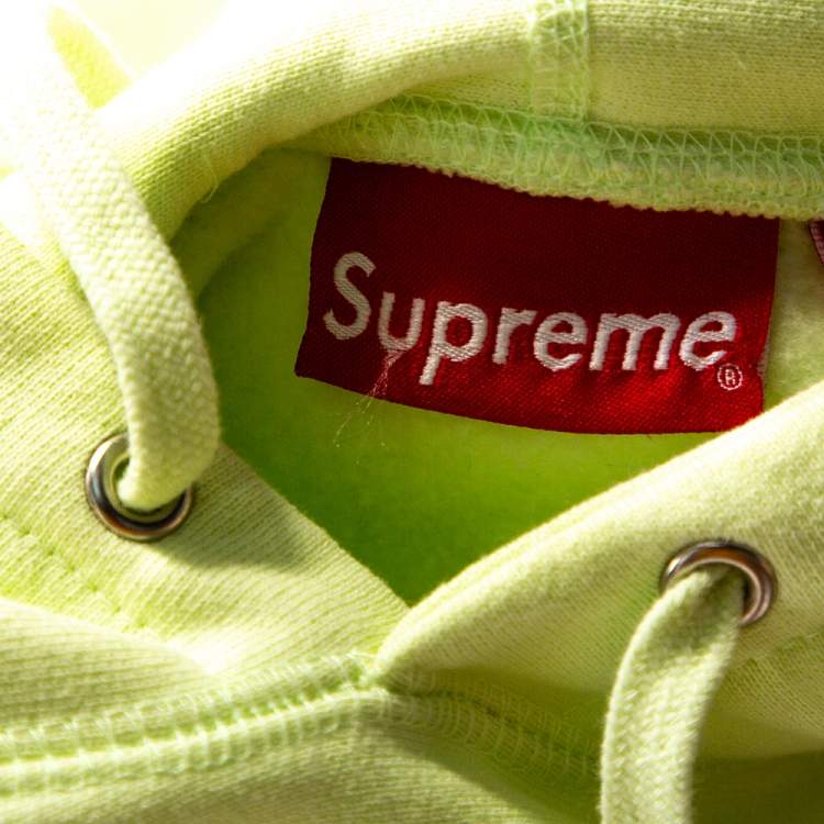 Pre Owned Supreme Pale Green Knit Logo Embroidered Hoodie L