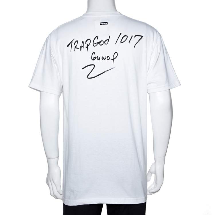 Pre Owned Supreme White Cotton Gucci Mane Print Crew Neck T Shirt L 
