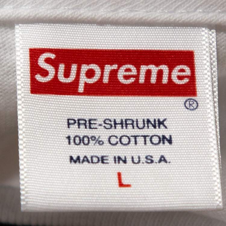 مملوكة مسبقًا Supreme White Printed Cotton Crew Neck T Shirt L 