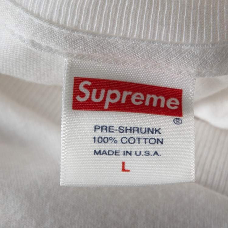Pre Owned Supreme White Madonna Print Cotton Crew Neck T-Shirt L
