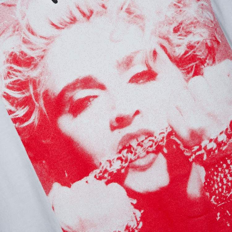 Pre Owned Supreme White Madonna Print Cotton Crew Neck T-Shirt L