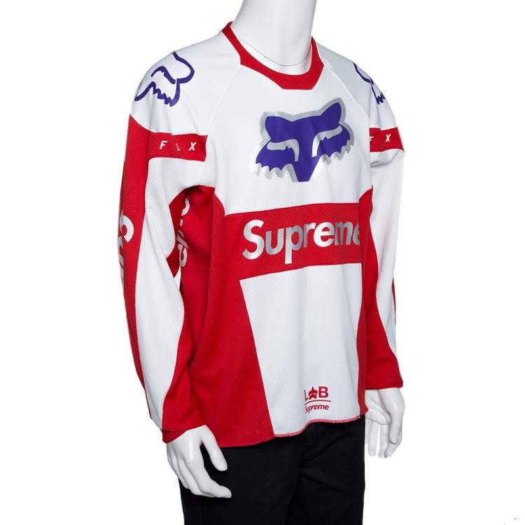 Supreme X Fox Red & White Racing Moto Jersey T-Shirt L Supreme | TLC