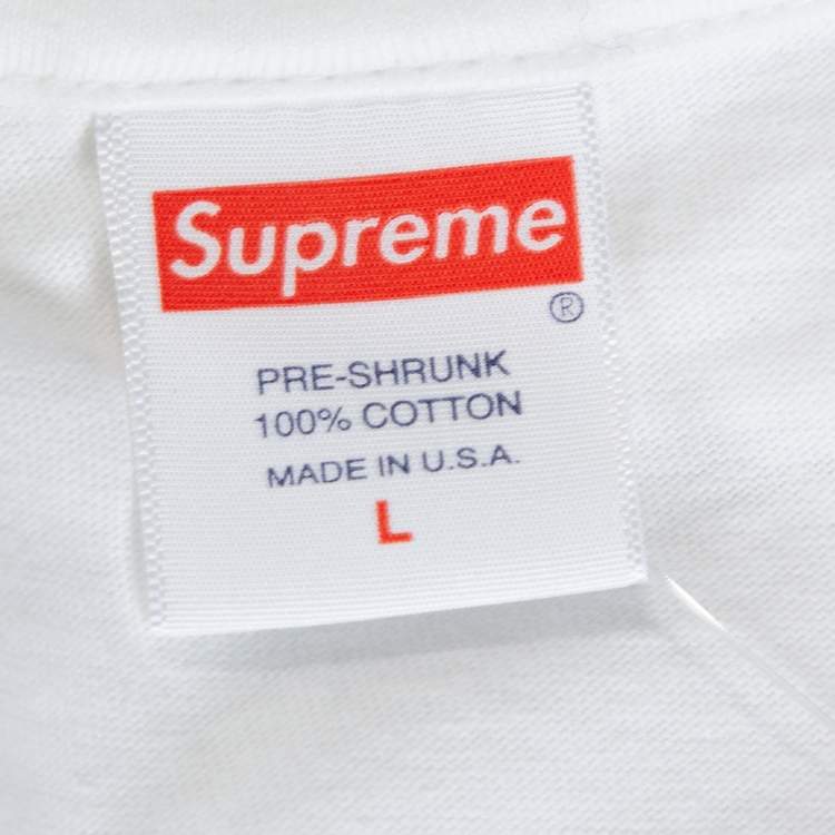 Pre Owned Supreme White DNA Print Cotton Crew Neck T-Shirt L