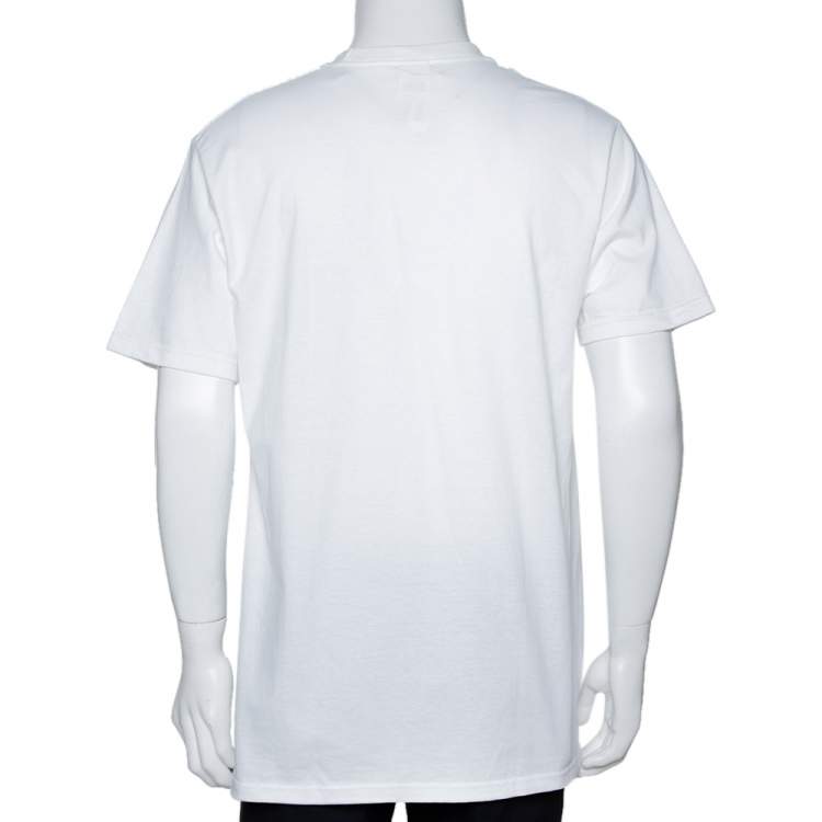 Pre Owned Supreme White DNA Print Cotton Crew Neck T-Shirt L