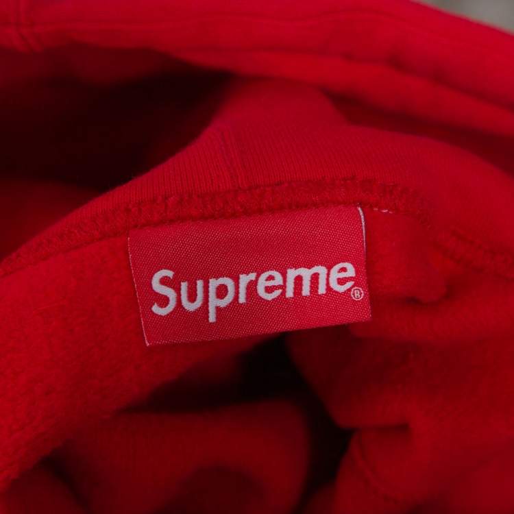 Pre Owned Supreme Red Cotton Stripe Logo Detail Hoodie XL