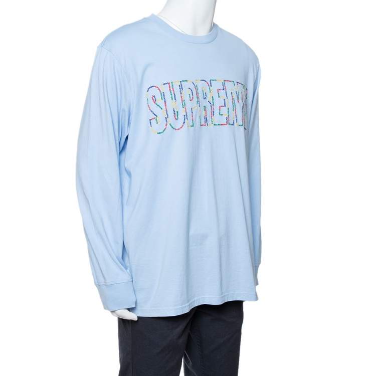 Supreme Light Blue Cotton Supreme City Embroidered Long Sleeve T