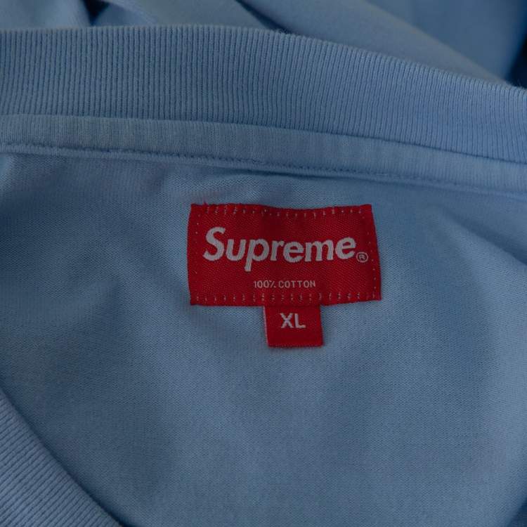 Pre Owned Supreme Light Blue Cotton Supreme City Embroidered Long Sleeve T-Shirt XL