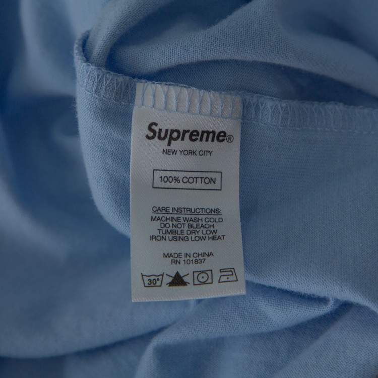 Pre Owned Supreme Light Blue Cotton Supreme City Embroidered Long Sleeve T-Shirt XL