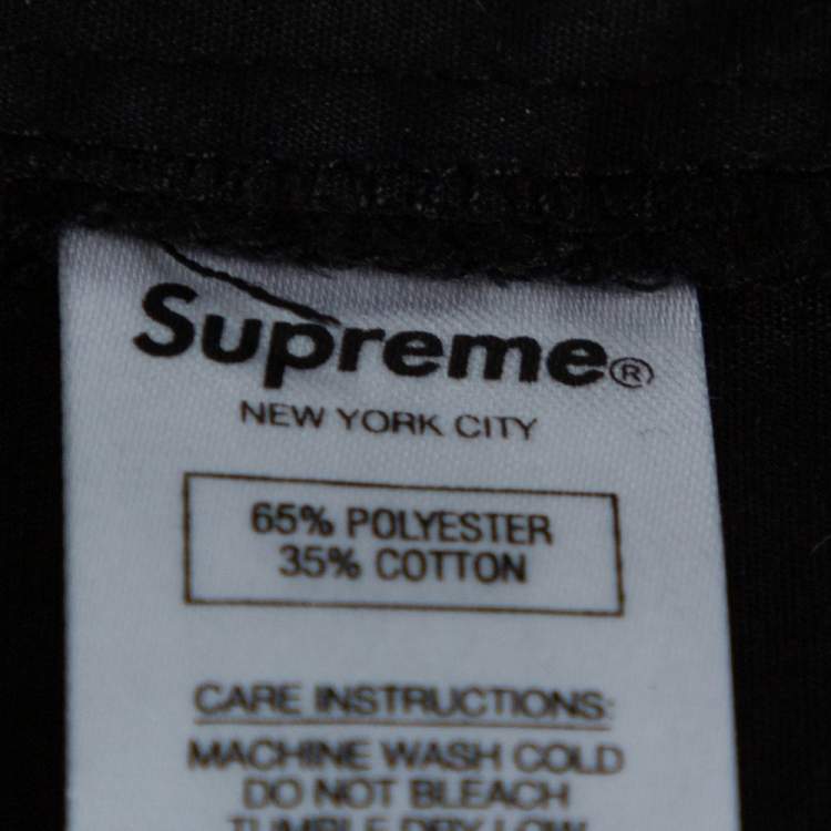 مملوكة مسبقًا Supreme Black Cotton Blend Flowers Guayabera Shirt M