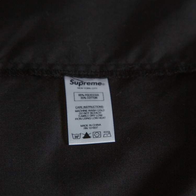 مملوكة مسبقًا Supreme Black Cotton Blend Flowers Guayabera Shirt M