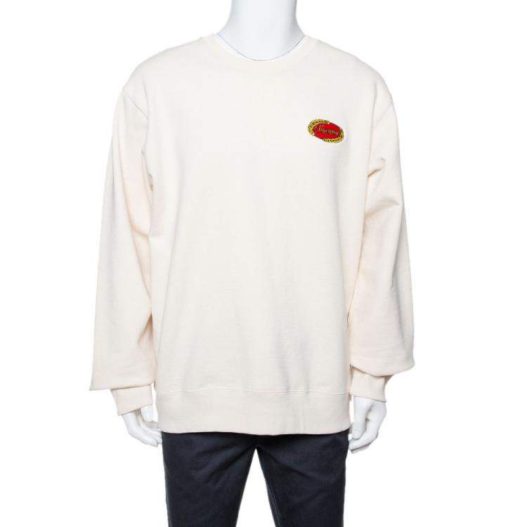 Supreme Cream Cotton Chain Logo Embroidered Sweatshirt XL Supreme ...