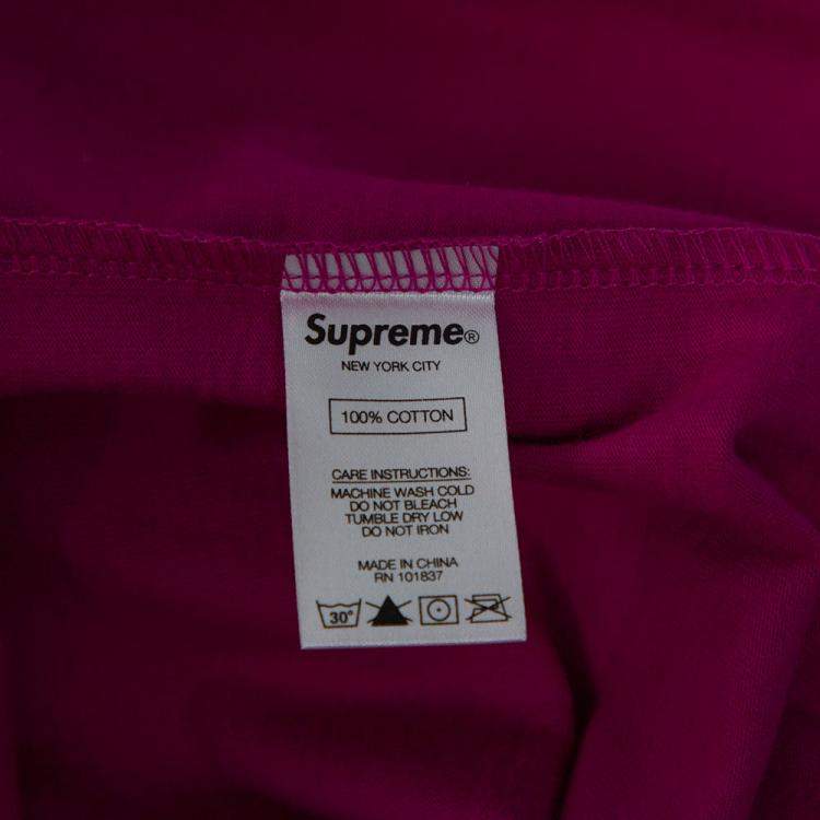 Pre Owned Supreme Fuschia Pink Cotton Gradient Logo Embroidered T-Shirt XL