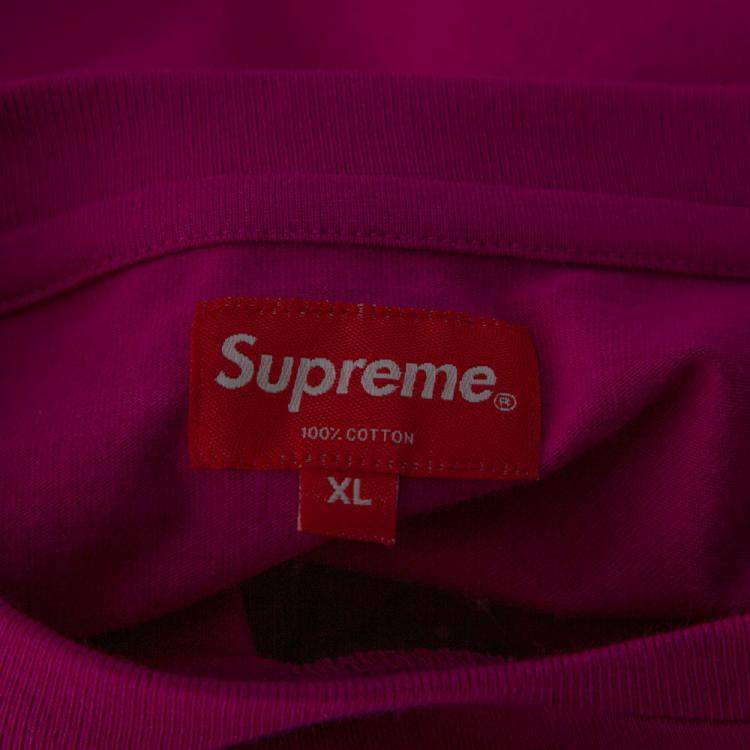 Pre Owned Supreme Fuschia Pink Cotton Gradient Logo Embroidered T-Shirt XL