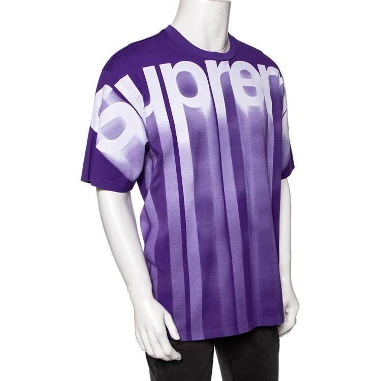Supreme Purple Logo Print Cotton Short Sleeve T-Shirt L Supreme