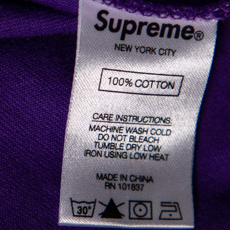 Pre Owned Supreme Purple Logo Print Cotton Short Sleeve T-Shirt L