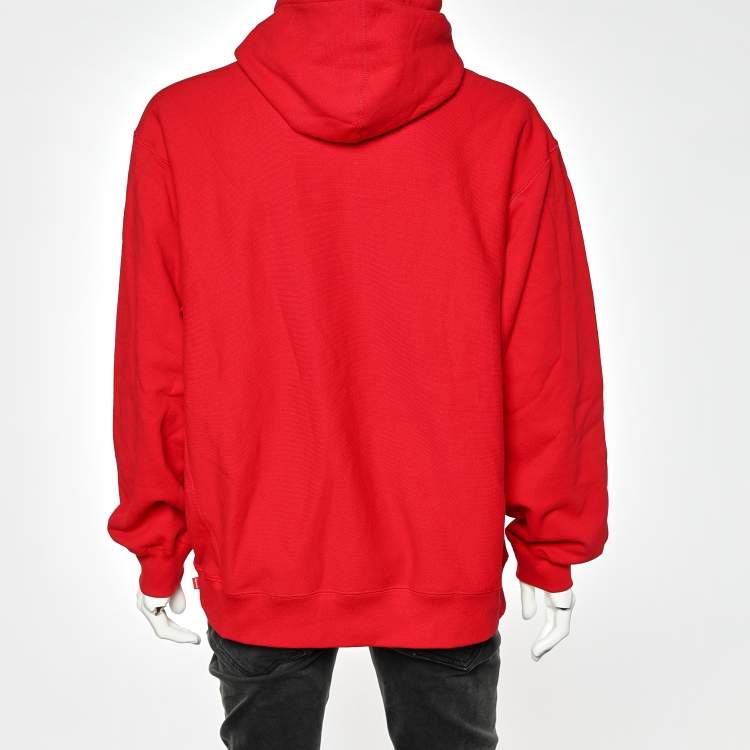 Pre Owned Supreme Red Cotton Knit Kaws Chalk Logo Hoodie Sweatshirt XL