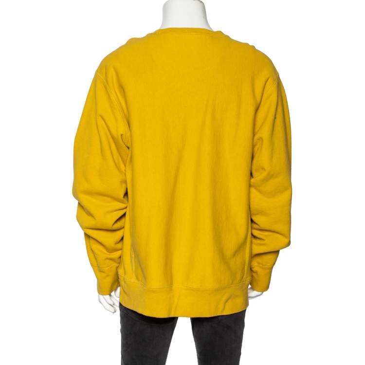مملوكة مسبقًا Supreme Mustard Cotton Embroidered Box Logo Crew Neck Sweatshirt XL