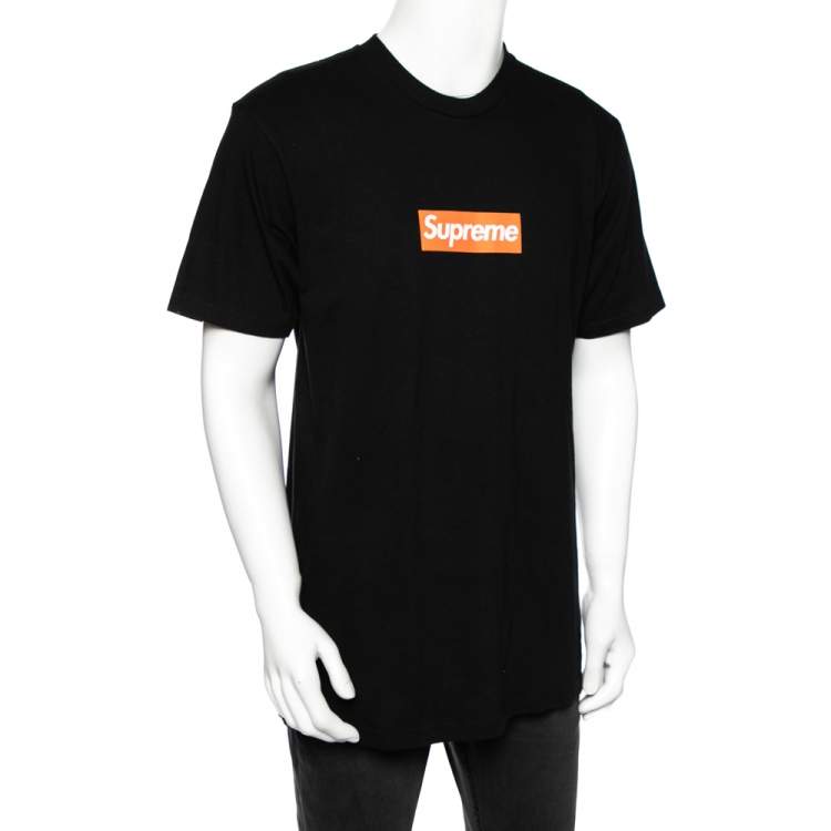Supreme Black Cotton Logo Printed Crew Neck T-Shirt L Supreme | TLC