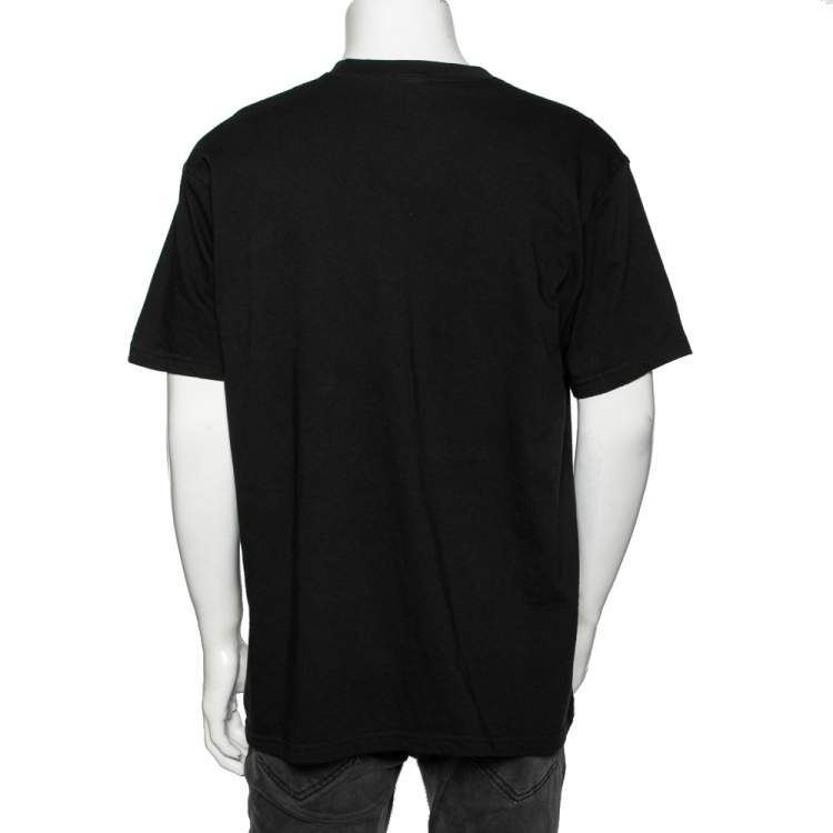 مملوكة مسبقًا Supreme Black Logo Printed Cotton Short Sleeve T-Shirt L