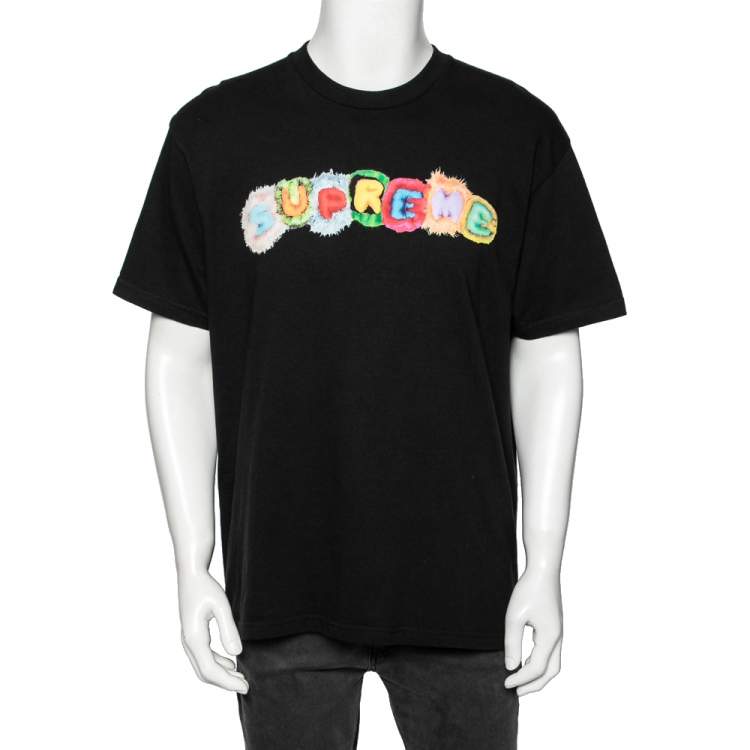 Supreme Logo T shirt Supreme Brand T shirt Black Short-sleeve Cotton T  shirt for men