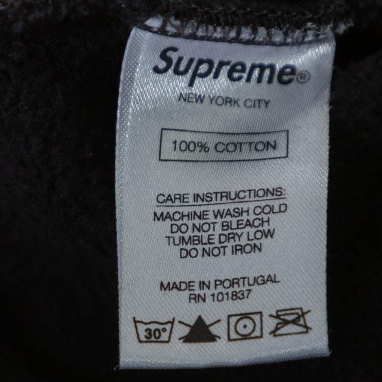Pre Owned Supreme x Comme des Garçons Black Terry Knit Split Logo Hoodie L