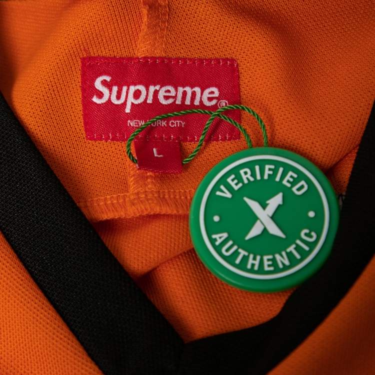 مملوكة مسبقًا Supreme Automobili Lamborghini Orange Logo Embroidered Jersey V-Neck T-Shirt L