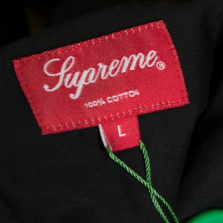 Pre Owned Supreme Automobili Lamborghini Black Logo Printed Cotton Short Sleeve Shirt L
