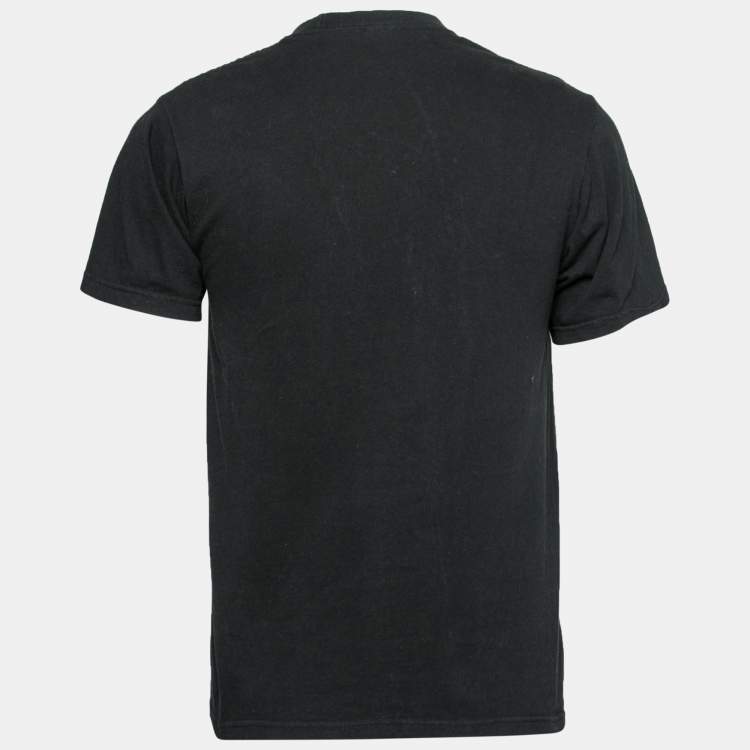 Pre Owned Supreme Black Cotton Logo Printed Crew Neck T-Shirt S
