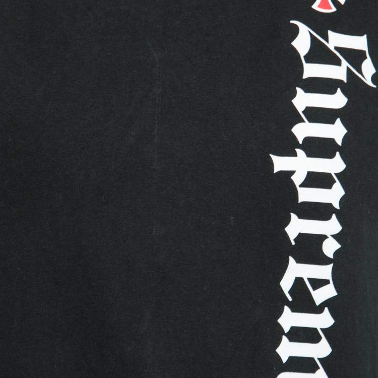 Pre Owned Supreme Black Cotton Logo Printed Crew Neck T-Shirt S