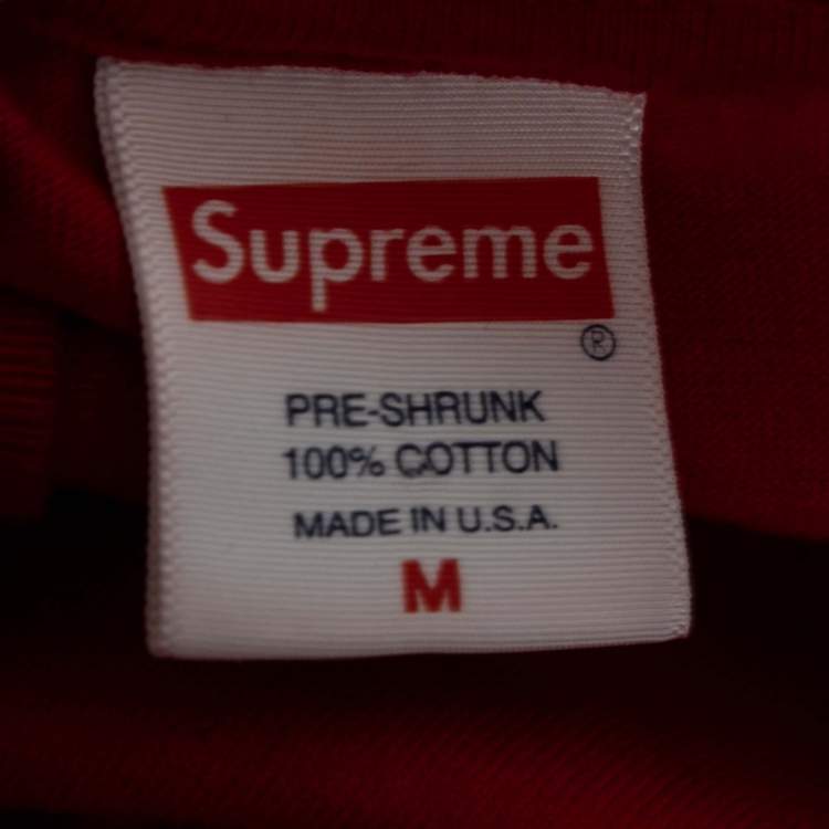 Pre Owned Supreme Red Cotton Logo Print Oversized T-Shirt M
