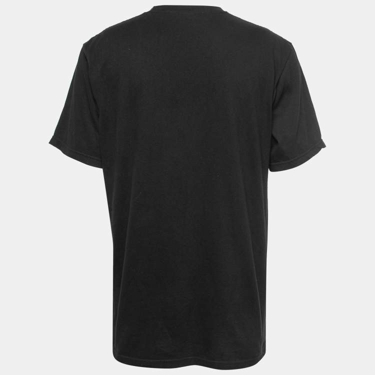 Pre Owned Supreme Black Logo Print Cotton Crew Neck Half Sleeve T-Shirt L