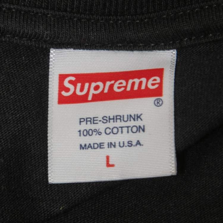 Pre Owned Supreme Black Keyboard Print Cotton Crew Neck Half Sleeve T-Shirt L
