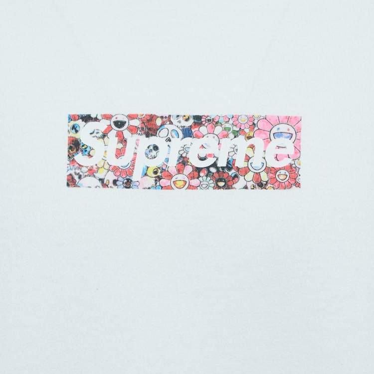 Pre Owned Supreme White Logo Print Cotton Crew Neck T-Shirt L