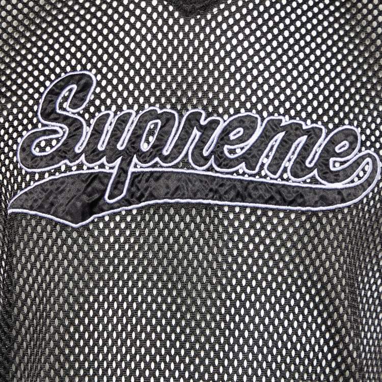 Pre Owned Supreme Black Logo Applique Mesh Sheer T-Shirt M