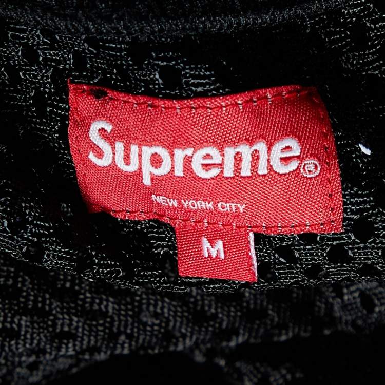 Pre Owned Supreme Black Logo Applique Mesh Sheer T-Shirt M