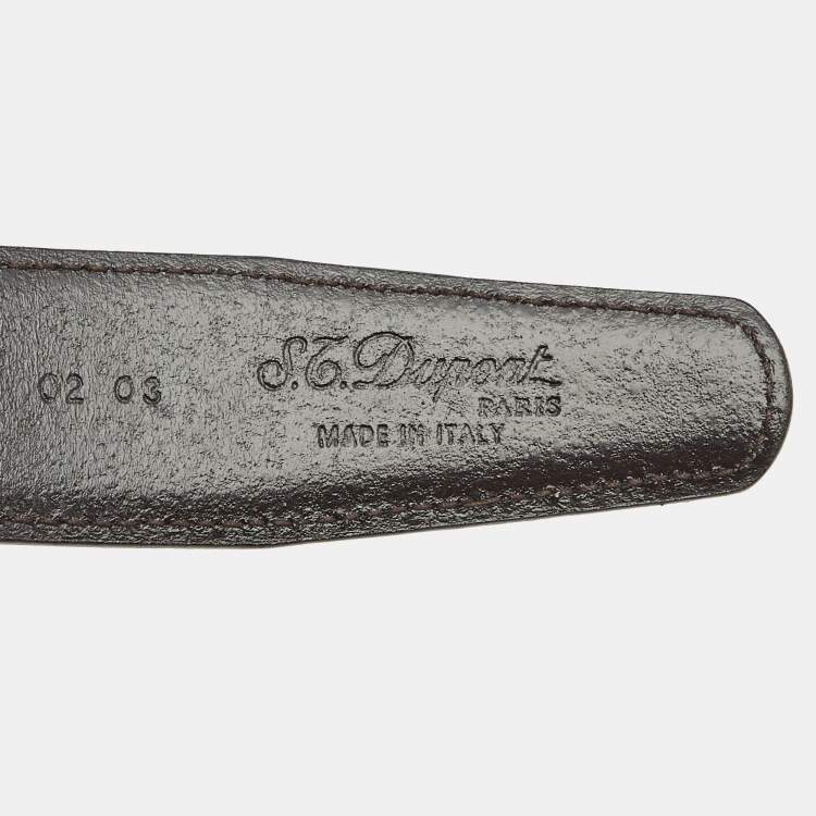 Pre Owned S.T. Dupont Black/Brown Leather Cut to Size Reversible Belt 